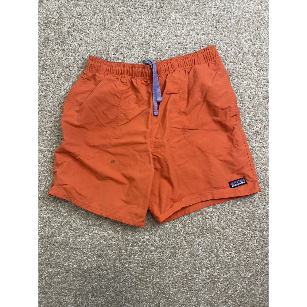Patagonia Boys size XL(14) Orange inseam baggy shorts lined